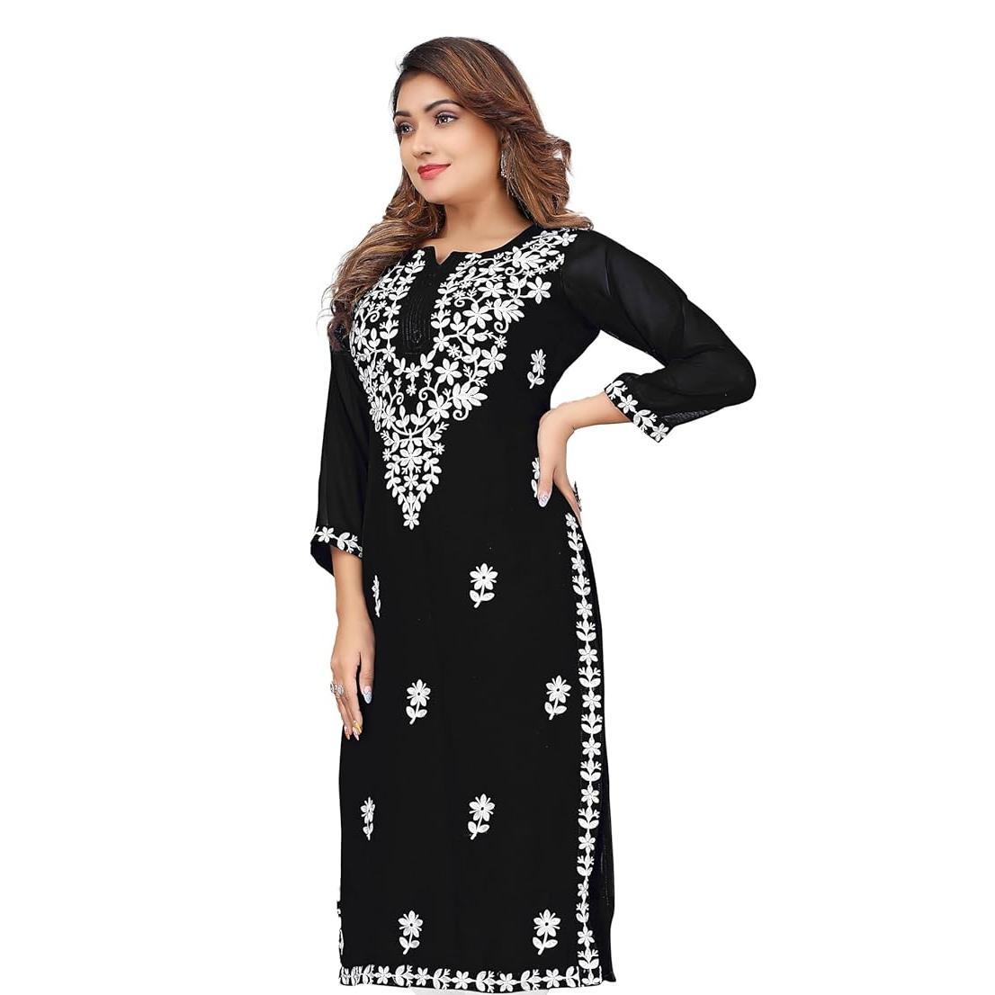 Ethnic Fashion Kurtis - レディース カジュアルファッションワンピース 長袖 ストレート チューブ カジュアル