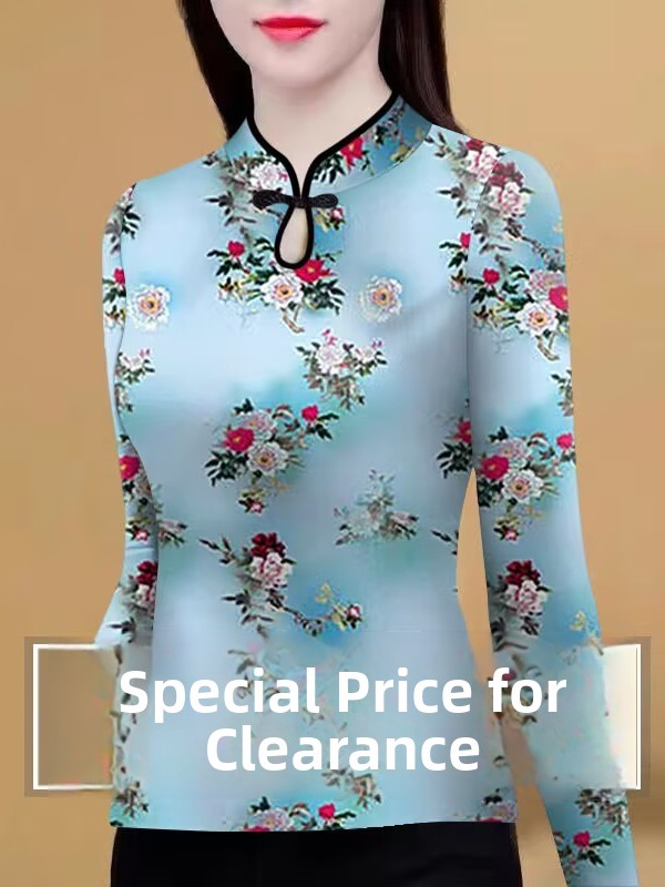 Ethnic Wear Fashion Designer - ファッショナブルなプリントベースシャツ女性用スリムフィットインナーウェアTシャツドロップショルダーネックデザインエスニックスタイル花柄