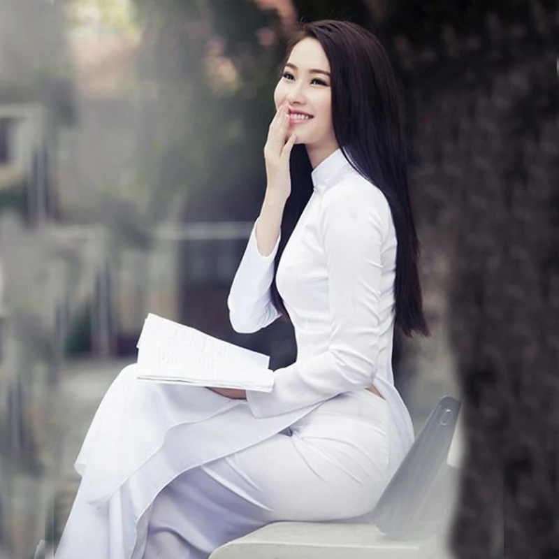 Ao Dai Vietnam Dress - チャイナドレス,チャイナドレス,伝統的なqipao,ハイスリット,スタンドカラー,アジアの服,ベトナム,qipao