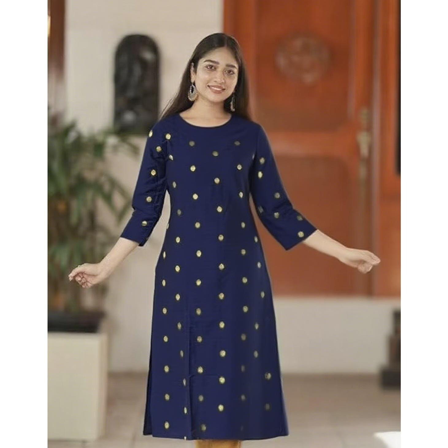 Ethnic Fashion Kurtis - ムスリム女性用ファッション 快適なドレス ストレートチューブ エスニック服 スリットヘム マロッコ風女性用カフタンドレス