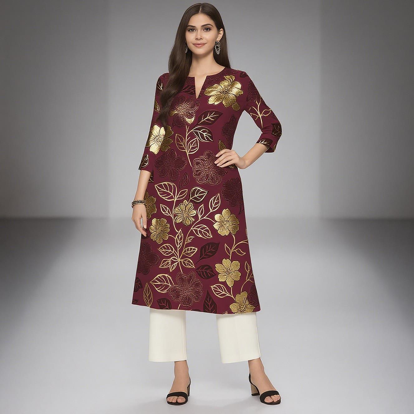 ムスリム女性用クルトカジュアルファッションドレス、ストレート - Ethnic Fashion Kurtis のレビューと価格