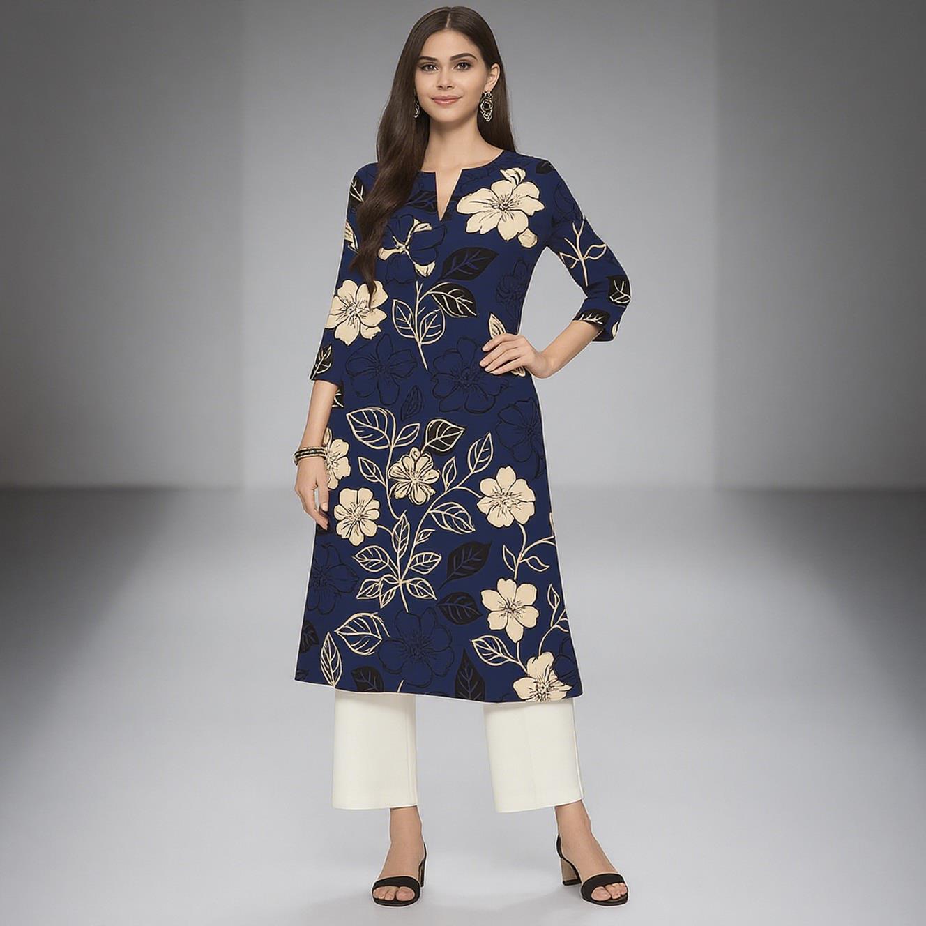 ムスリム女性用クルトカジュアルファッションドレス、ストレート - Ethnic Fashion Kurtis のレビューと価格
