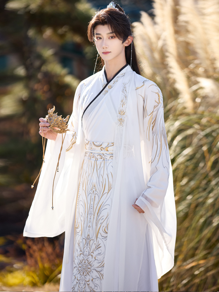 ダークブラックプリント男性漢服 新スタイル 魏晋ファッション - Ethnic Wear In Fashion のレビューと価格