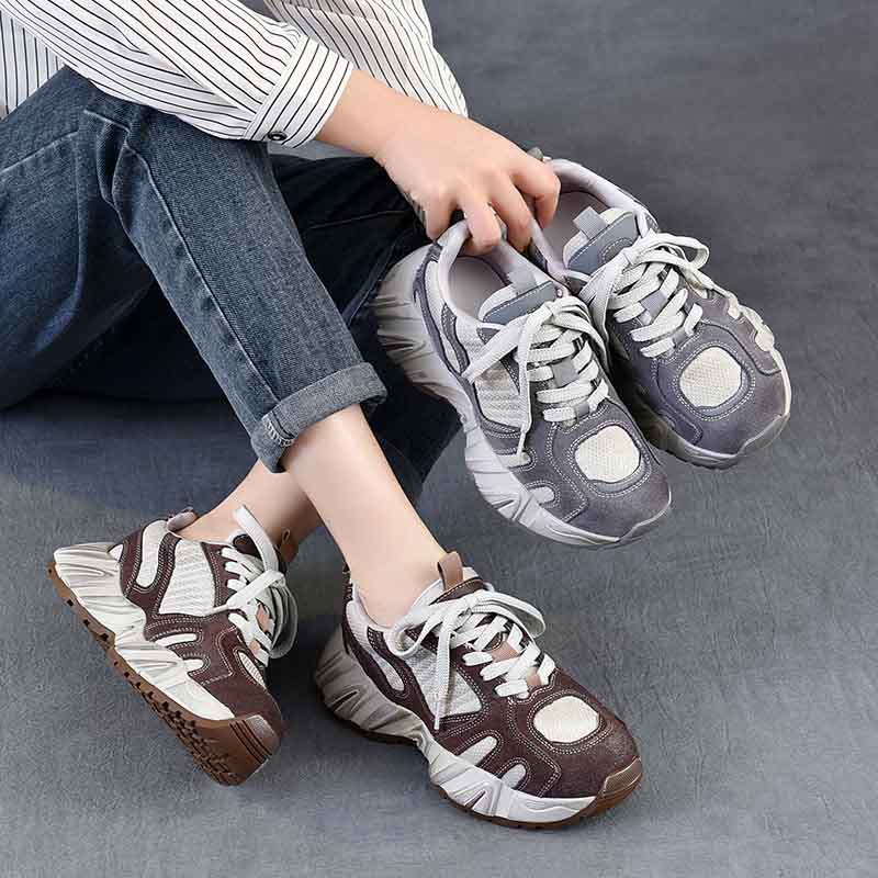 4.5cm エアメッシュスエード本革快適プラットフォームウェ - Ethnic Fashion In のレビューと価格