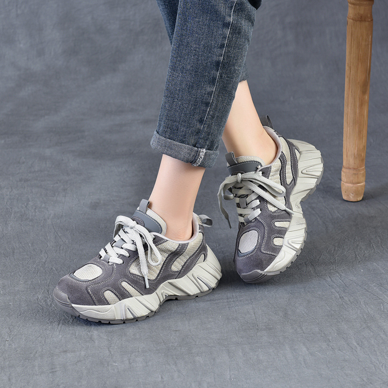 4.5cm エアメッシュスエード本革快適プラットフォームウェ - Ethnic Fashion In のレビューと価格
