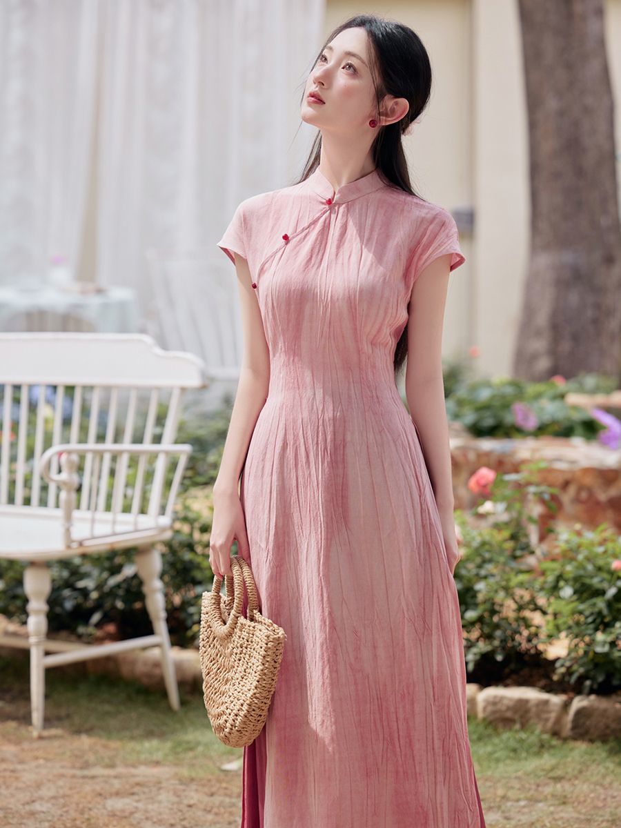 女性のためのパンツ付きヴィンテージロングドレス、qiPaoピ - Ao Dai Vietnam Dress のレビューと価格