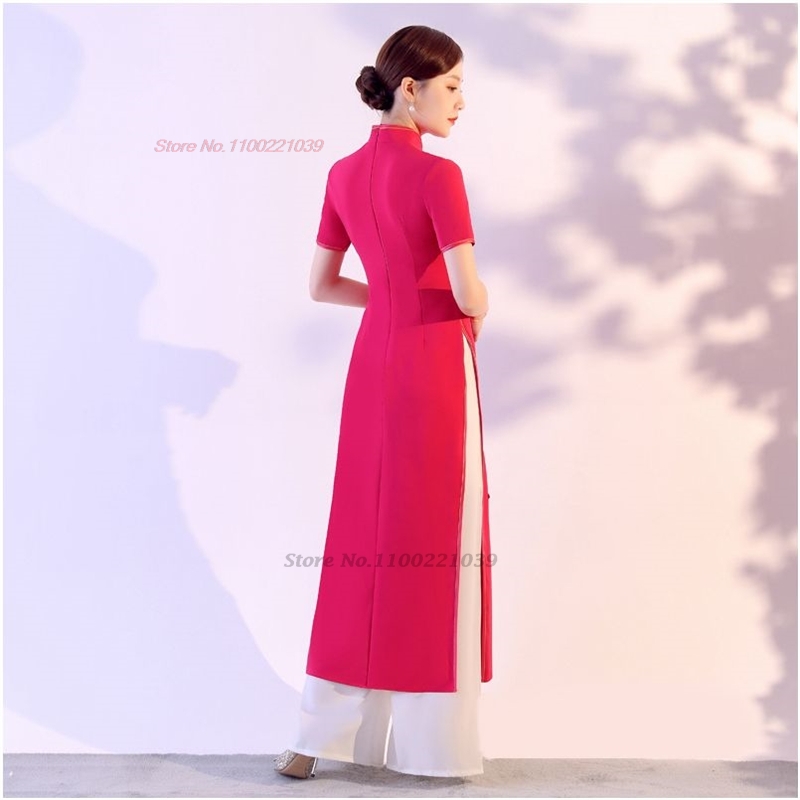 2026 ベトナム伝統的なアオダイセット国花刺繍ヴィンテージ - Ao Dai Vietnam Dress のレビューと価格