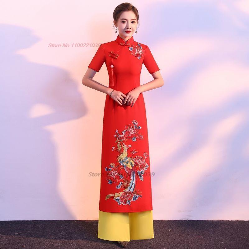 2026年ヴィンテージアオザイベトナム伝統衣装花柄刺繍ベトナ - Ao Dai Vietnam Dress のレビューと価格