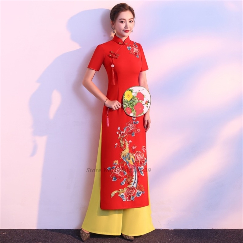 2026年ヴィンテージアオザイベトナム伝統衣装花柄刺繍ベトナ - Ao Dai Vietnam Dress のレビューと価格