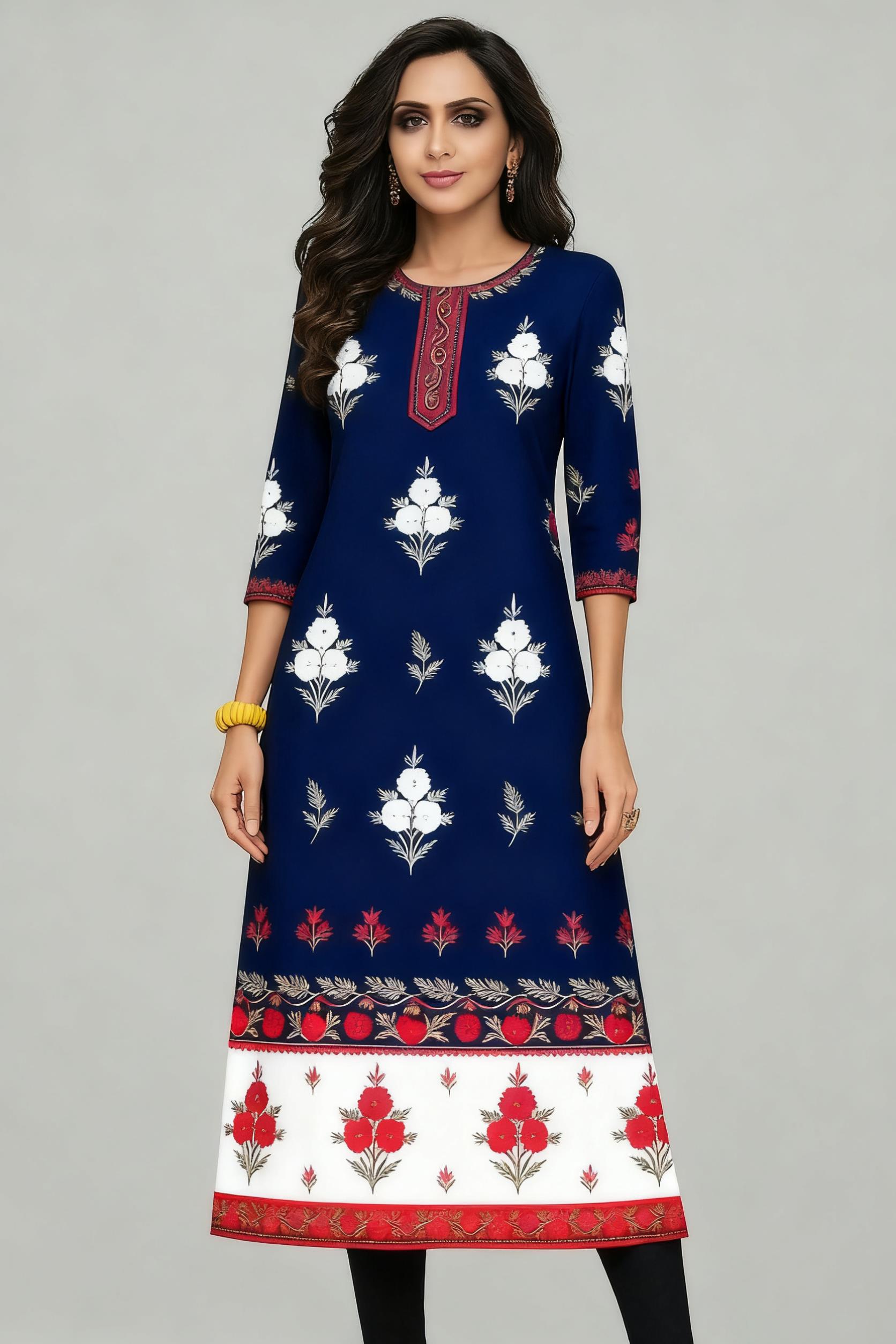 ムスリム・クルト・フラワーズ レディースファッション 快適な - Ethnic Fashion Kurtis のレビューと価格