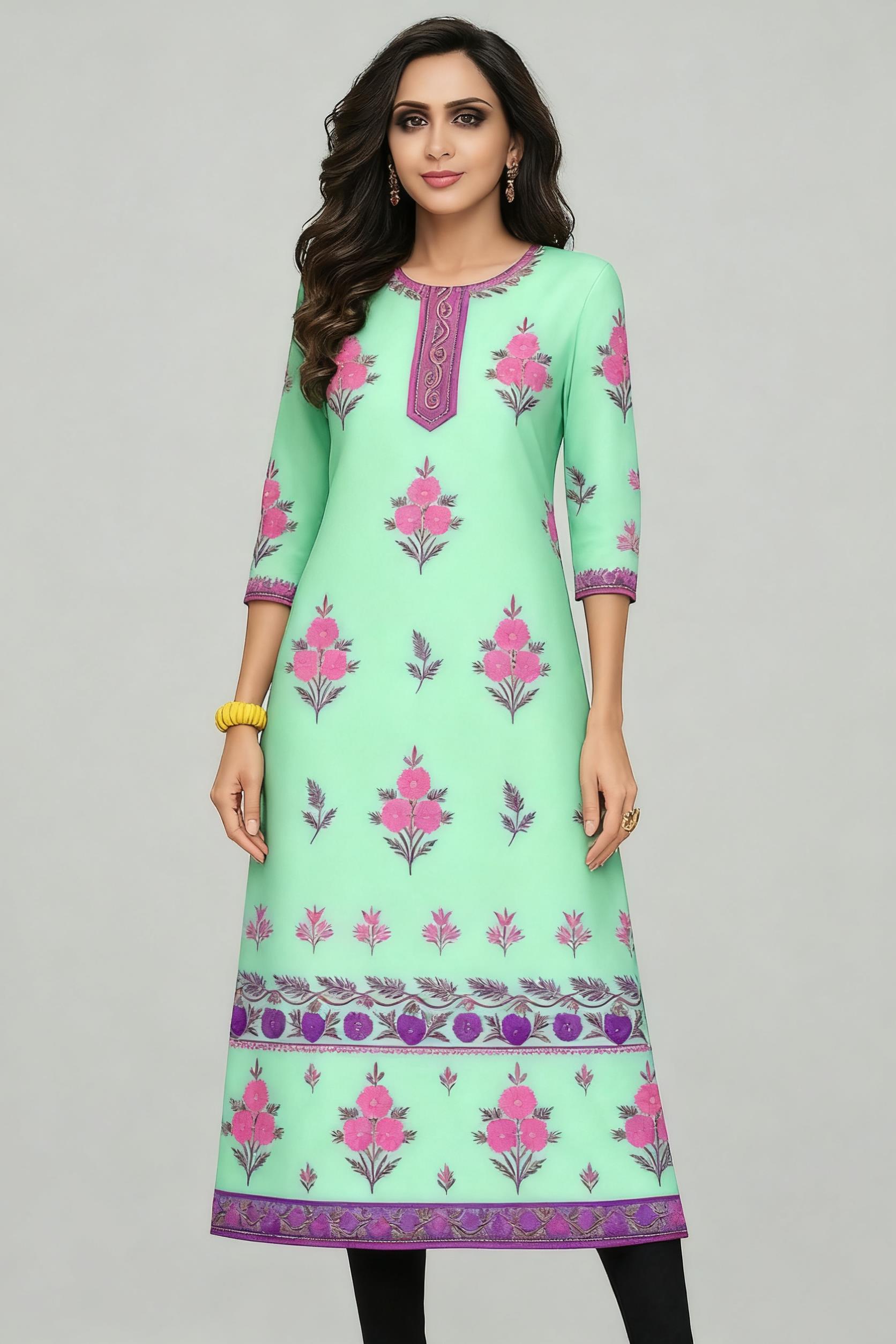 ムスリム・クルト・フラワーズ レディースファッション 快適な - Ethnic Fashion Kurtis のレビューと価格