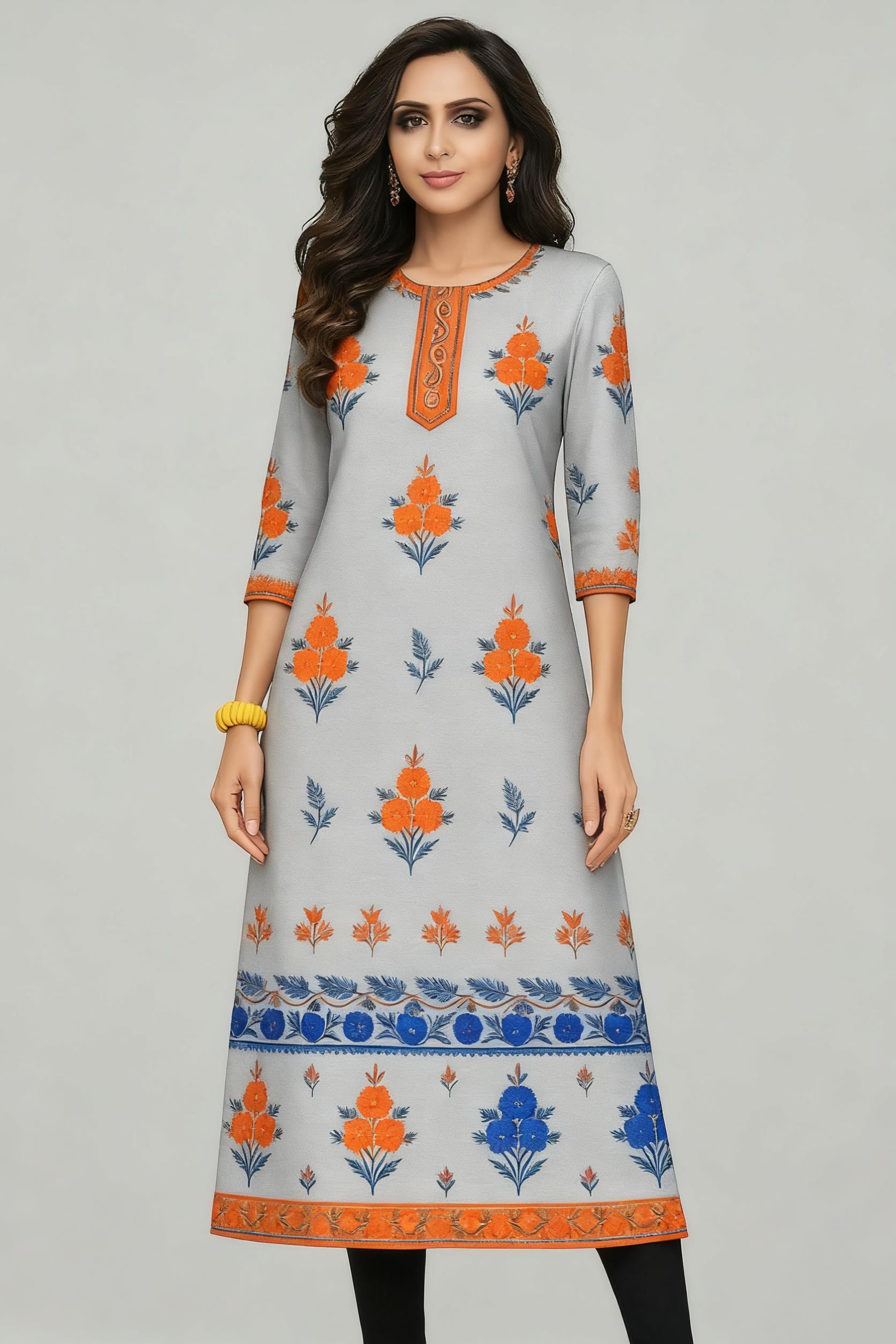 ムスリム・クルト・フラワーズ レディースファッション 快適な - Ethnic Fashion Kurtis のレビューと価格