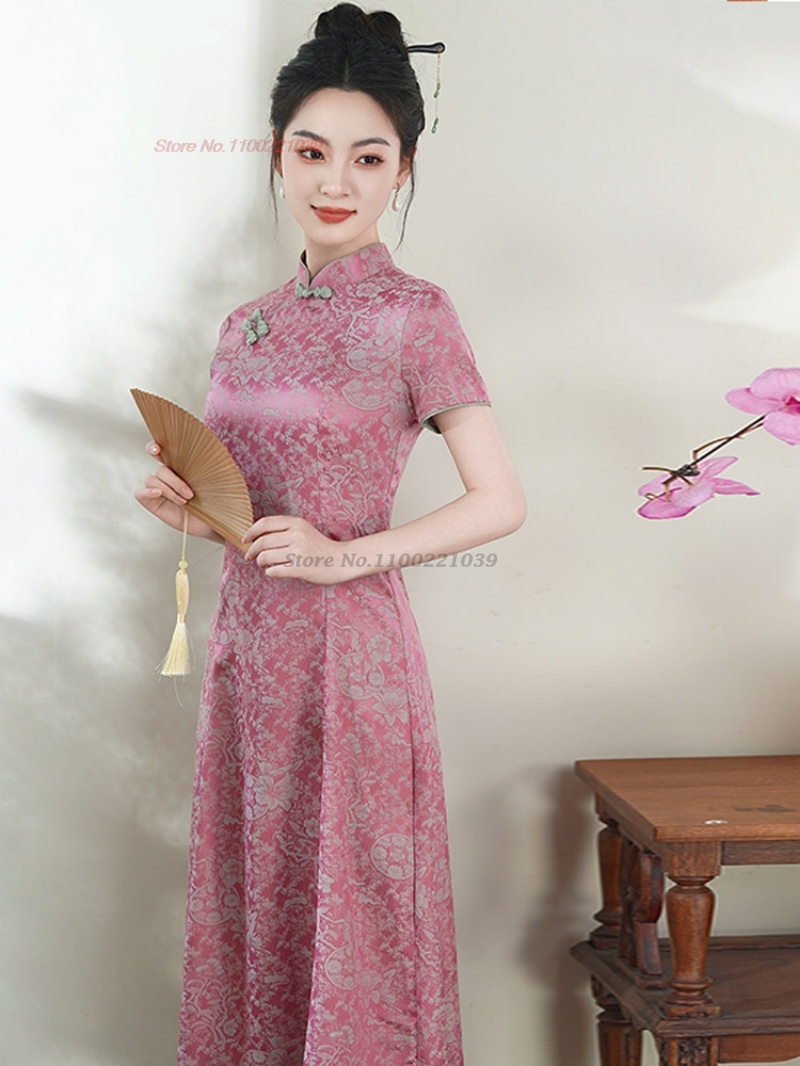 2026年ベトナムヴィンテージドレスアオザイ民族サテンジャカ - Ao Dai Vietnam Dress のレビューと価格