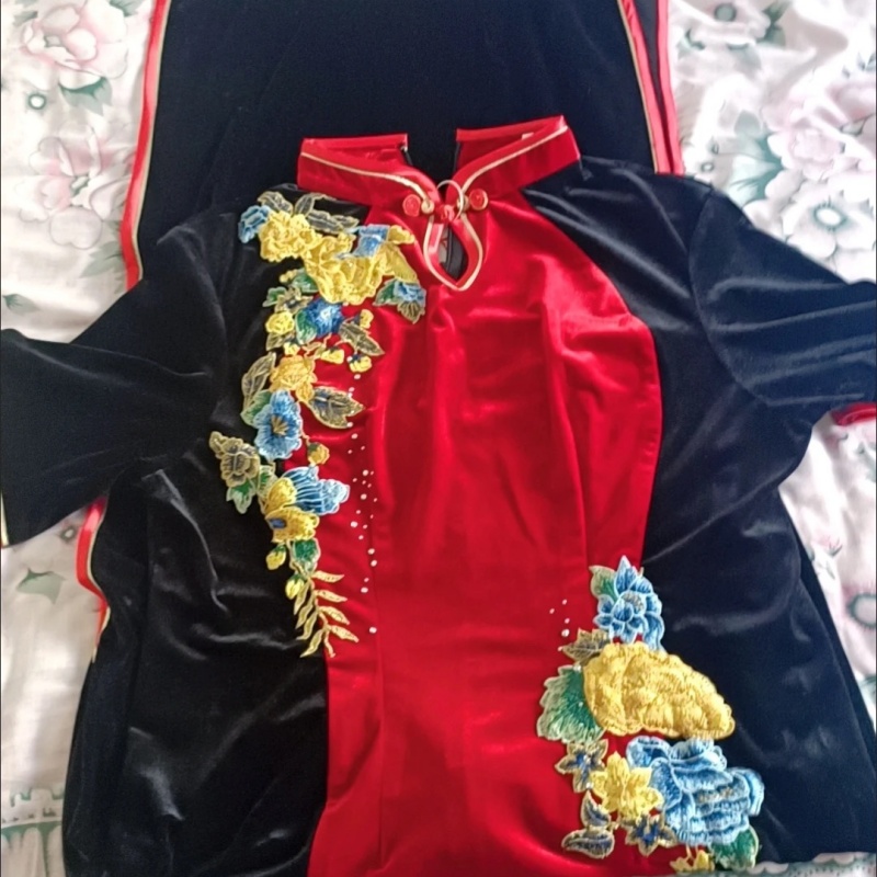 女性ベトナムアオザイチャイナドレス花刺繍伝統的なパフォーマン - Ao Dai Vietnam Dress のレビューと価格