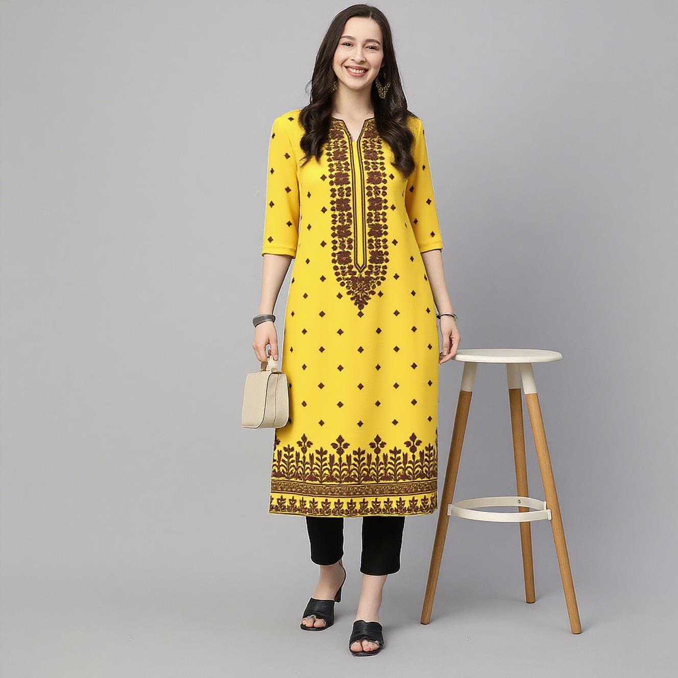 イスラム教徒のクルト・フラワーズ女性のファッション快適な国民 - Ethnic Fashion Kurtis のレビューと価格