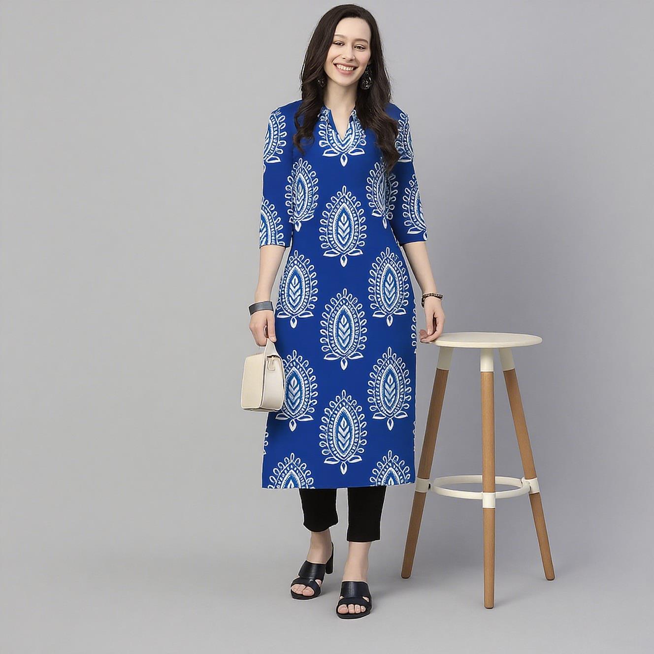 イスラム教徒のクルト・フラワーズ女性のファッション快適な国民 - Ethnic Fashion Kurtis のレビューと価格