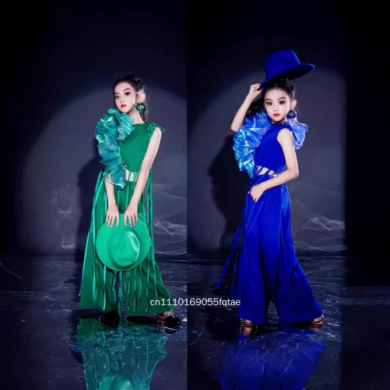 新しい女の子エスニックスタイルランウェイショー衣装ロイヤルブ - Ethnic Fashion Runway のレビューと価格