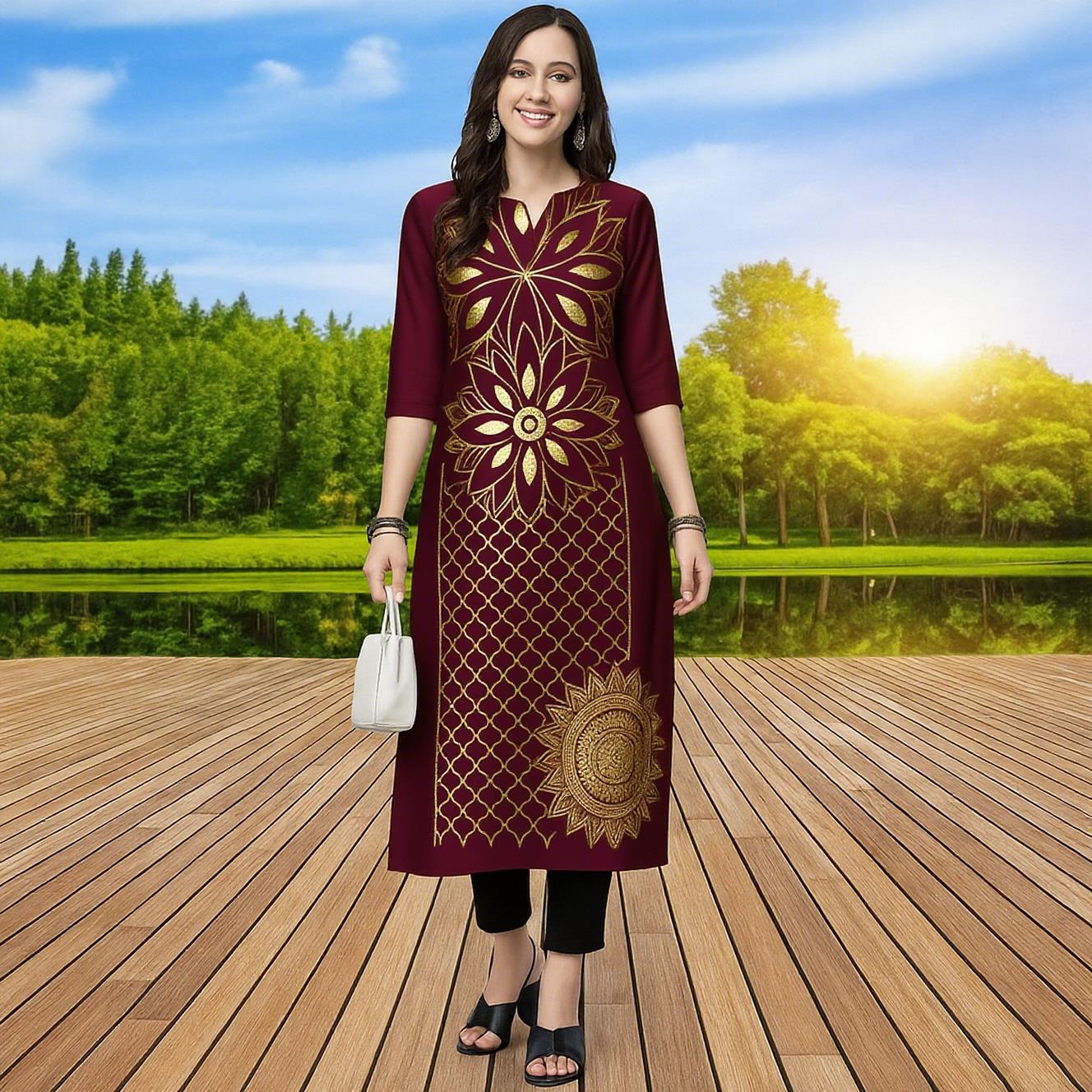 ムスリムクルタ女性用ファッショナブルで快適なクルトドレス20 - Ethnic Fashion Kurtis のレビューと価格