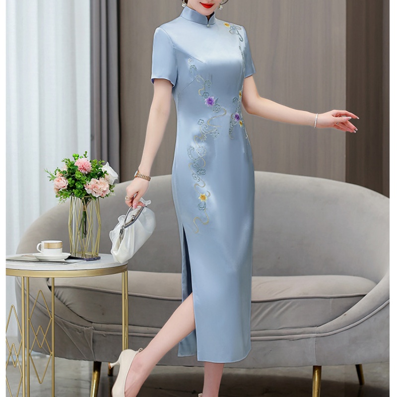 女性エスニックスタイル Aodai チャイナ花刺繍結婚式の宴 - Ao Dai Vietnam Dress のレビューと価格