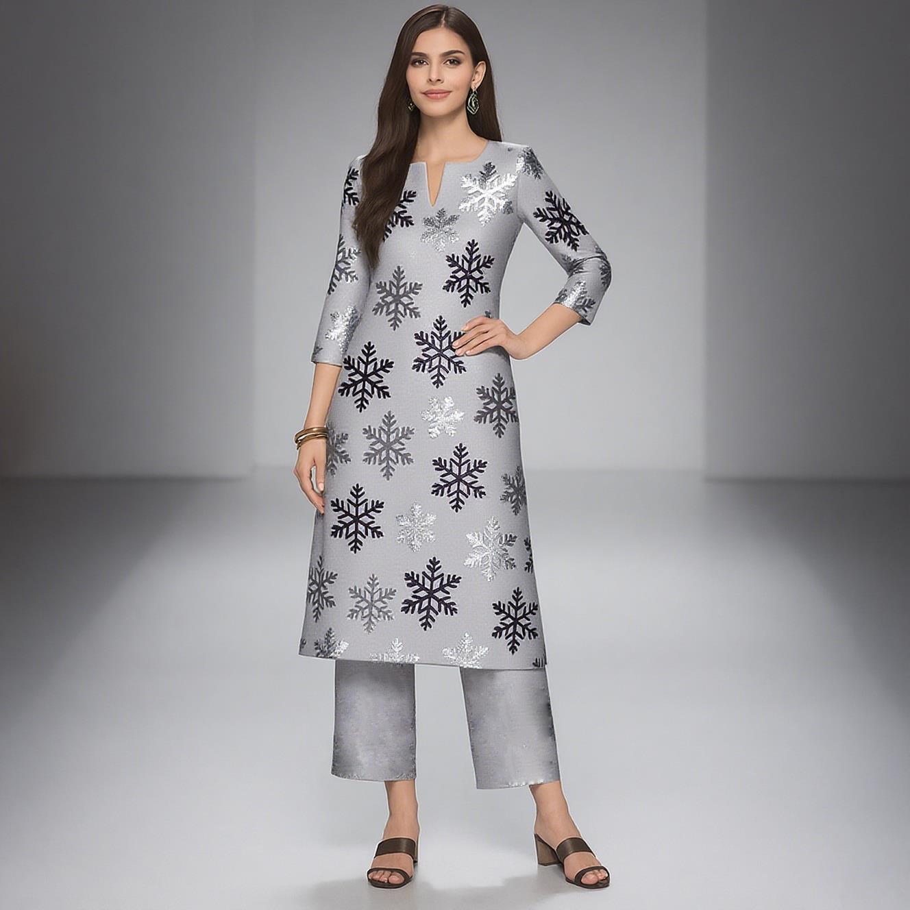 ムスリム・クルト女性用カジュアルファッションドレス長袖ストレ - Ethnic Fashion Kurtis のレビューと価格