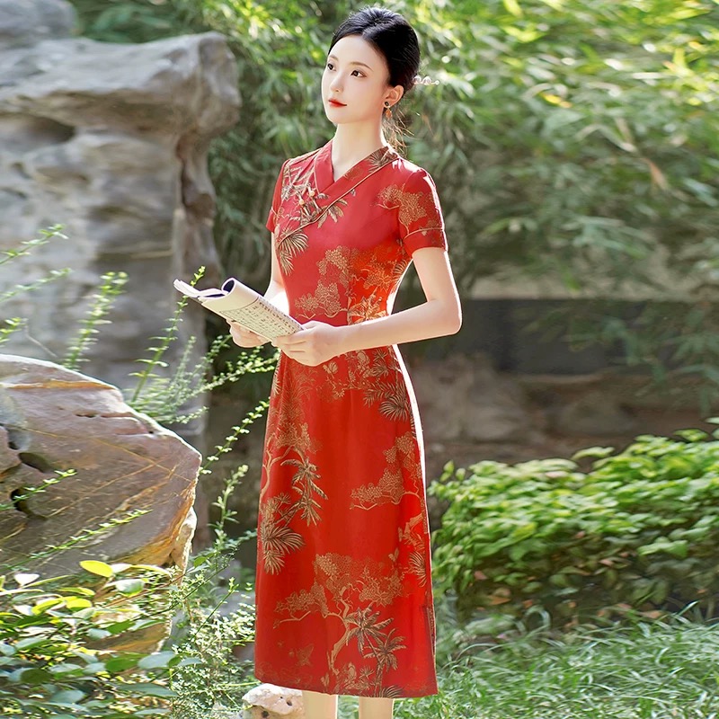 ベトナム Aodai チャイナ ヴィンテージフラワープリント - Ao Dai Vietnam Dress のレビューと価格