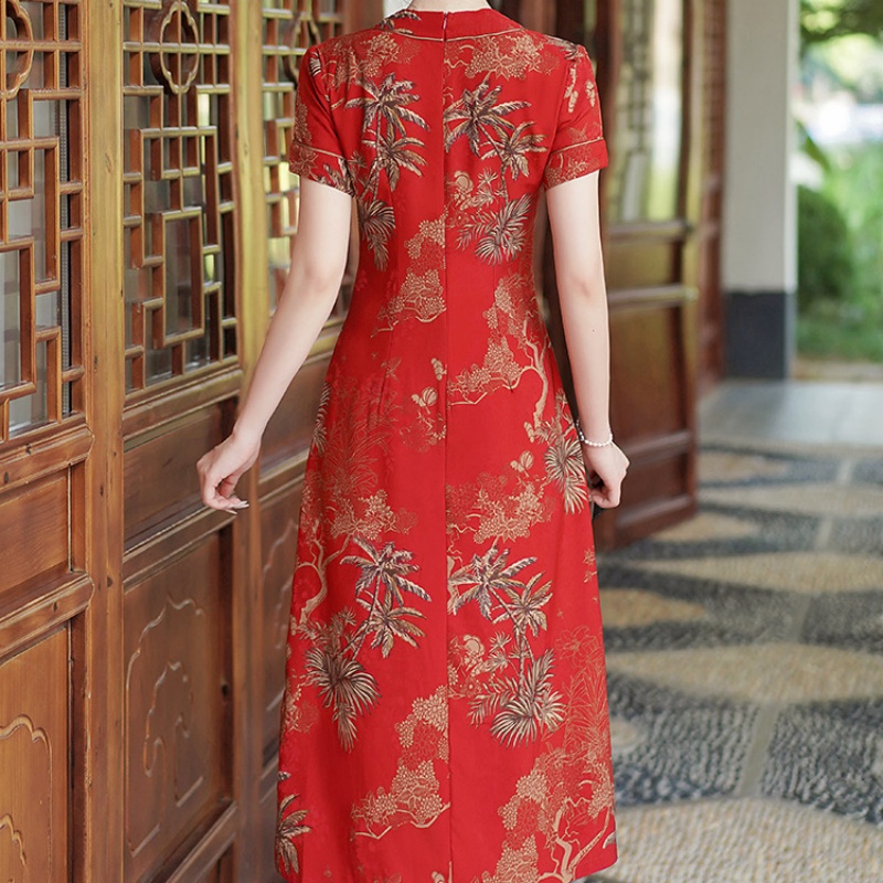 ベトナム Aodai チャイナ ヴィンテージフラワープリント - Ao Dai Vietnam Dress のレビューと価格