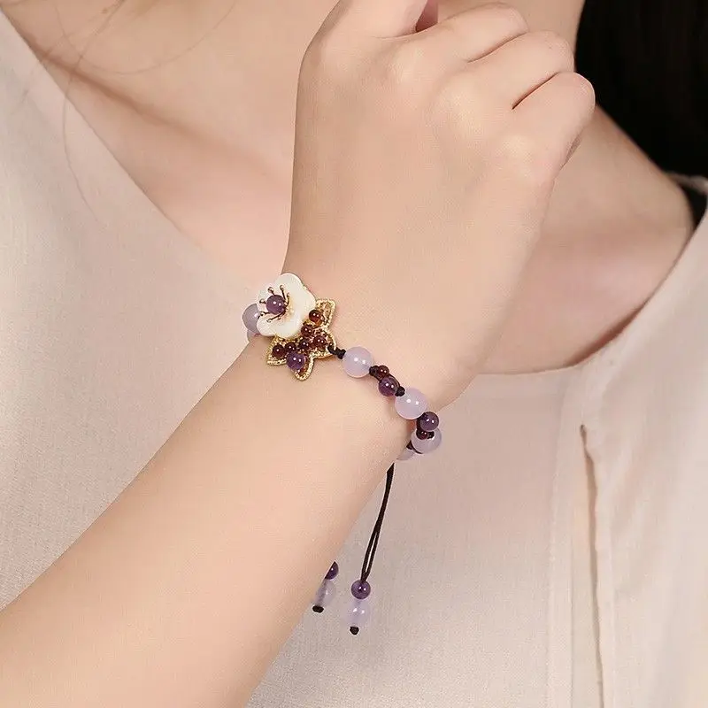 中国のクリスタル森ブレスレット森ガールパープルエスニックスタ - Ethnic Fashion Girls のレビューと価格