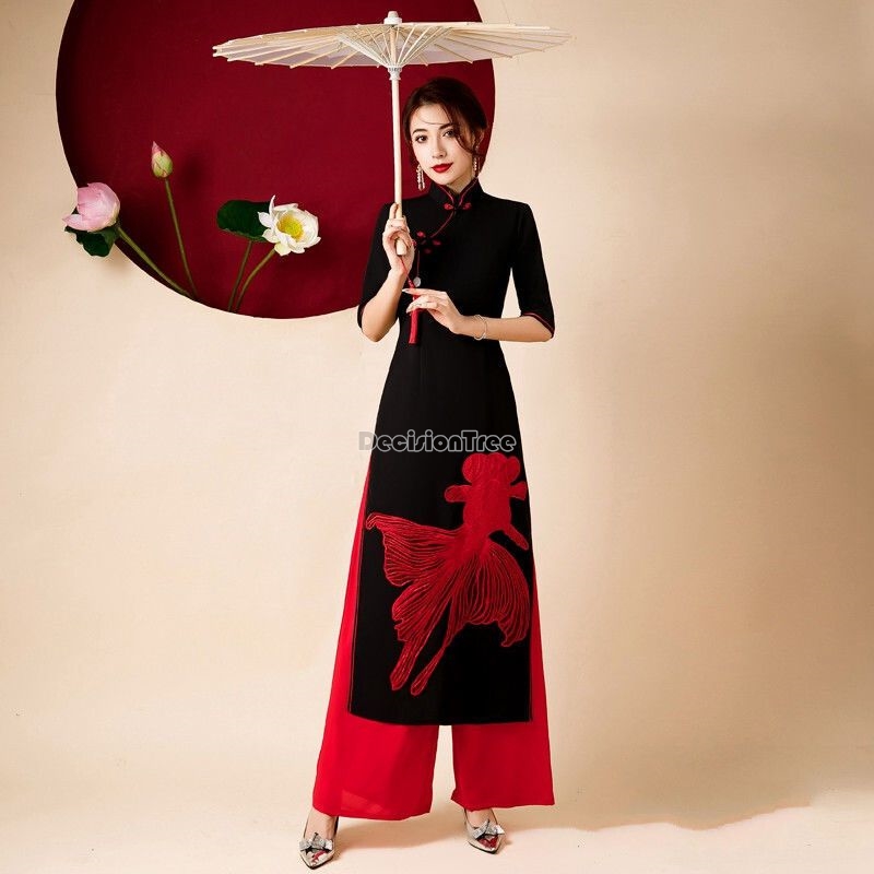 2026年ステージパフォーマンスベトナムアオザイ刺繍衣装クラ - Ao Dai Vietnam Dress のレビューと価格