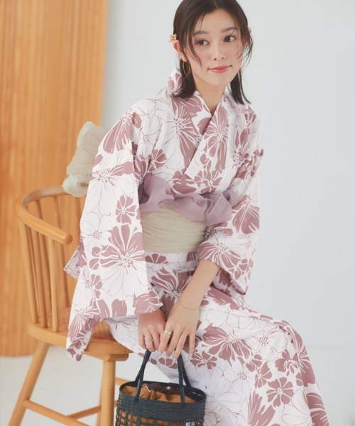 伝統的な浴衣着物綿麻素材ガールズドレスピンクひまわり夏のファ - Ethnic Fashion Girls のレビューと価格