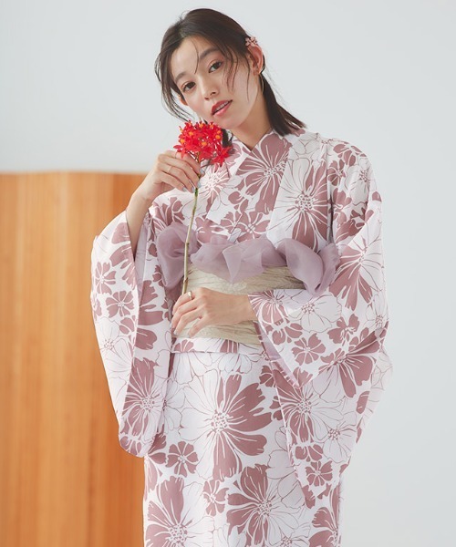 伝統的な浴衣着物綿麻素材ガールズドレスピンクひまわり夏のファ - Ethnic Fashion Girls のレビューと価格