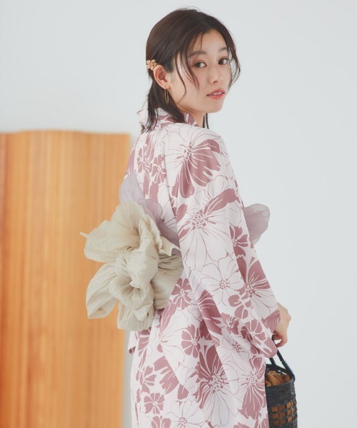 伝統的な浴衣着物綿麻素材ガールズドレスピンクひまわり夏のファ - Ethnic Fashion Girls のレビューと価格