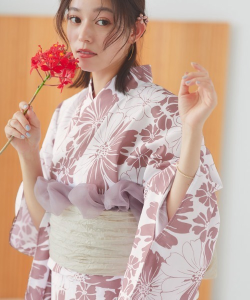 伝統的な浴衣着物綿麻素材ガールズドレスピンクひまわり夏のファ - Ethnic Fashion Girls のレビューと価格