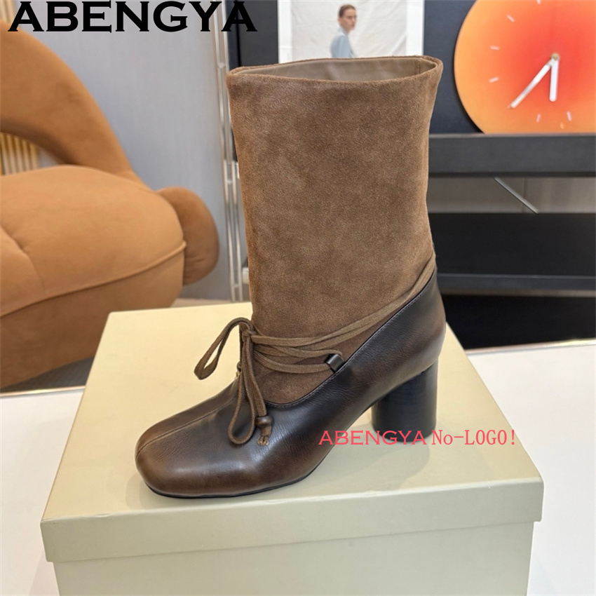 ABENGYA チャンキーヒールミッドカーフブーツ女性品質本 - Ethnic Fashion Week のレビューと価格