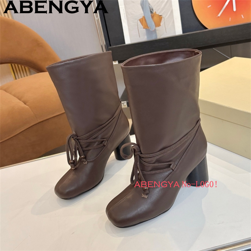 ABENGYA チャンキーヒールミッドカーフブーツ女性品質本 - Ethnic Fashion Week のレビューと価格