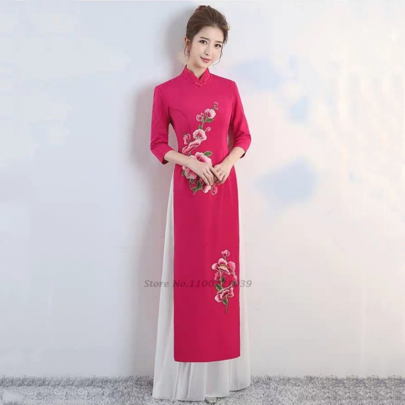 2026年ベトナムドレスアオザイ伝統的な中国のヴィンテージ旗 - Ao Dai Vietnam Dress のレビューと価格